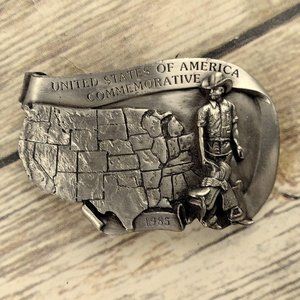 Usa Commemorative Belt Buckle Cowboy United States - image 1